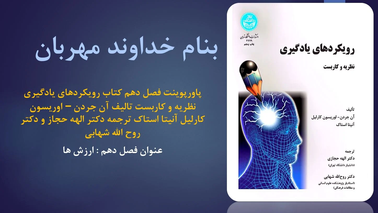 دانلود پاورپوینت فصل دهم کتاب رویکردهای یادگیری نظریه و کاربست تالیف آن جردن – اوریسون کارلیل آنیتا استاک ترجمه دکتر الهه حجاز و دکتر روح الله شهابی