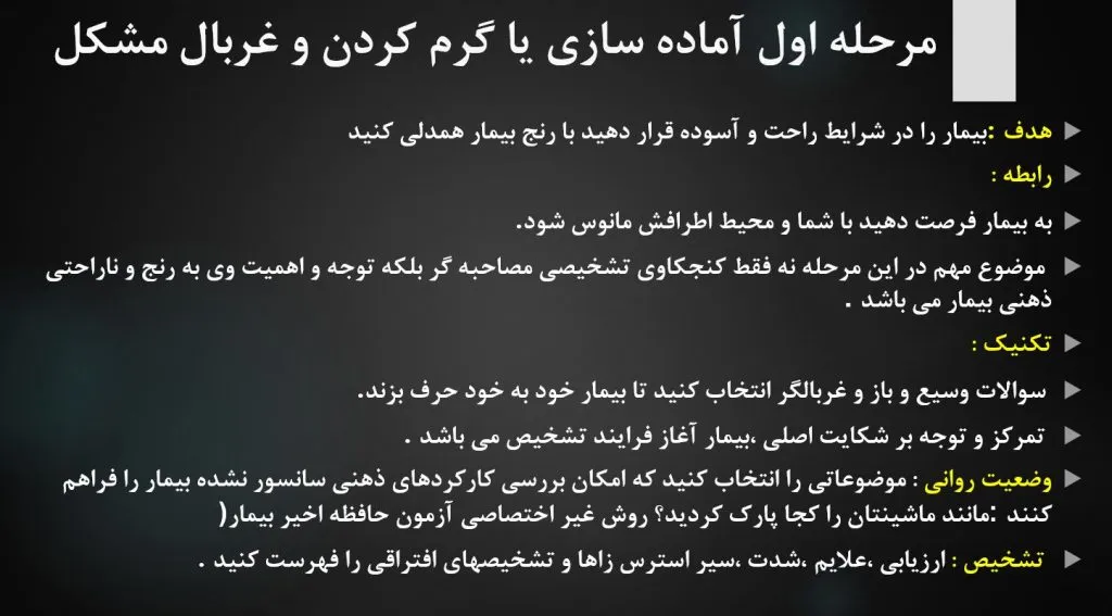 پاورپوینت خلاصه فصل هفتم کتاب اصول مصاحبه بالینی بر مبنای DSM.IV.TR جلد اول دکتر مهدی نصر اصفهانی